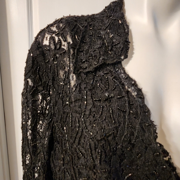 Lawrence Kazar vintage black dress lace jacket set size 16 - Picture 6 of 15